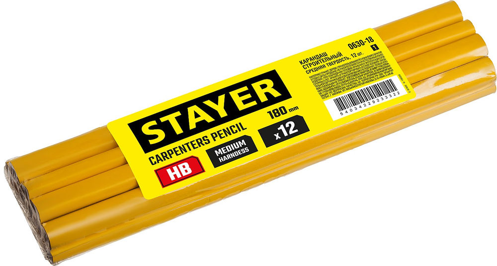 Карандаш строительный плотника 180 мм, HB STAYER 0630-18_z01