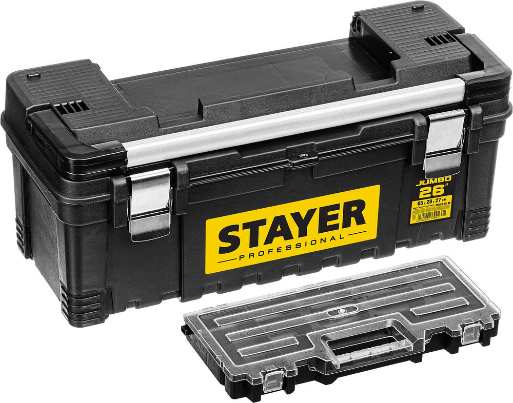 Ящик пластиковый для инструментов 650 x 280 x 270 мм, (26) JUMBO-26 Professional STAYER 38003-26