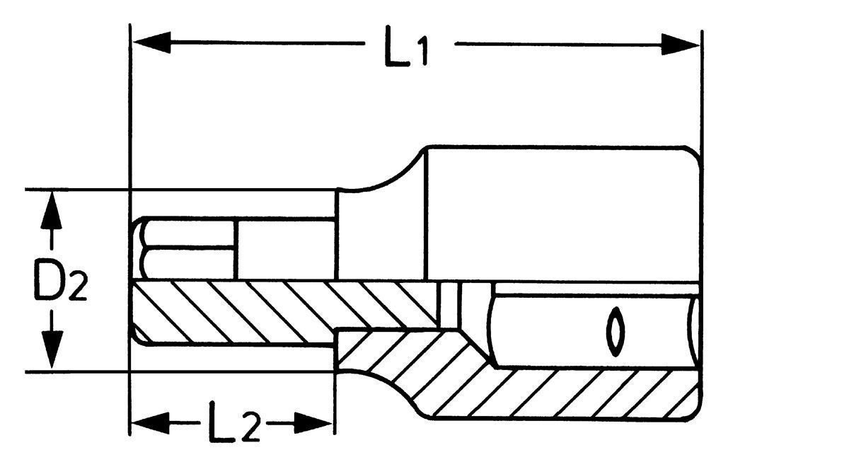 Головка торцевая с вставкой-битой TORX с отверстием под штифт 1/2 TT27 x 62 мм 50850-37 HE-50850372783