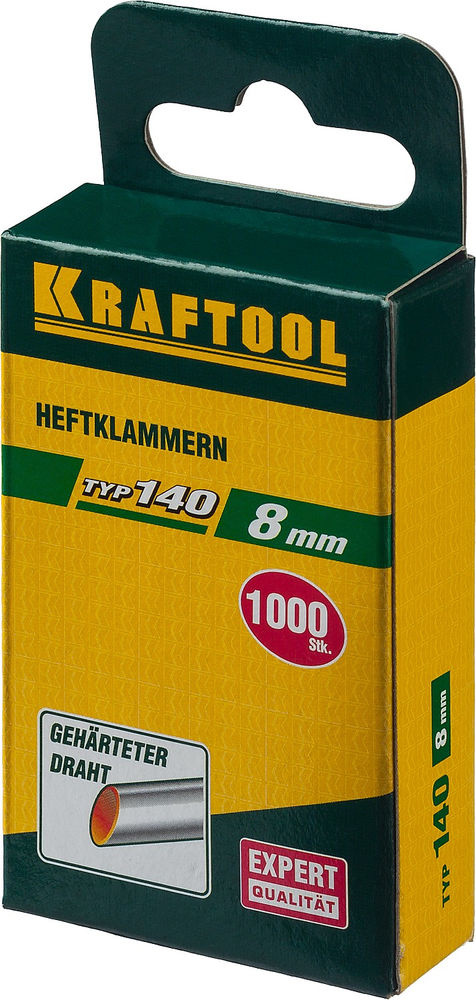 Скобы тип 140 (G/11/57), 8 мм, калибр 20GA, 1000 шт KRAFTOOL 31680-08