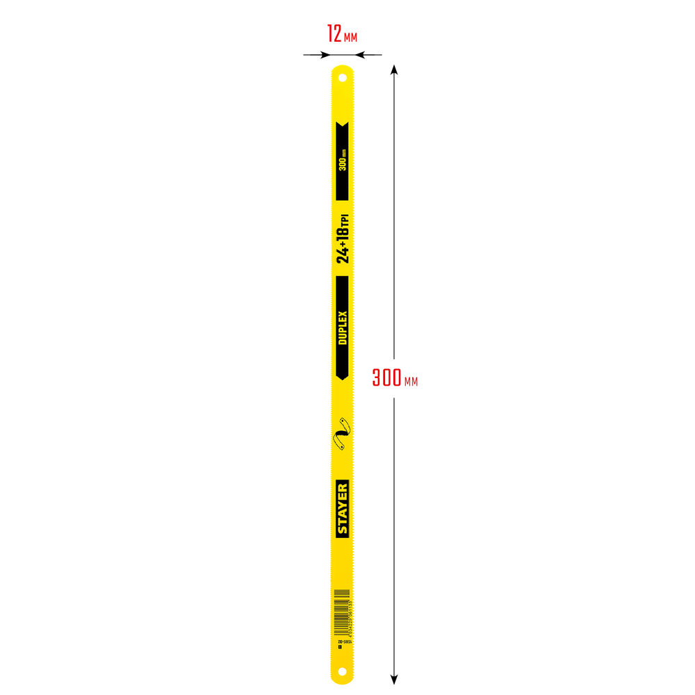 Полотно двустороннее по металлу Duplex 24 + 18 TPI, 12 х 300 мм, 1 шт, коробка 50 шт STAYER 1589-02_z01