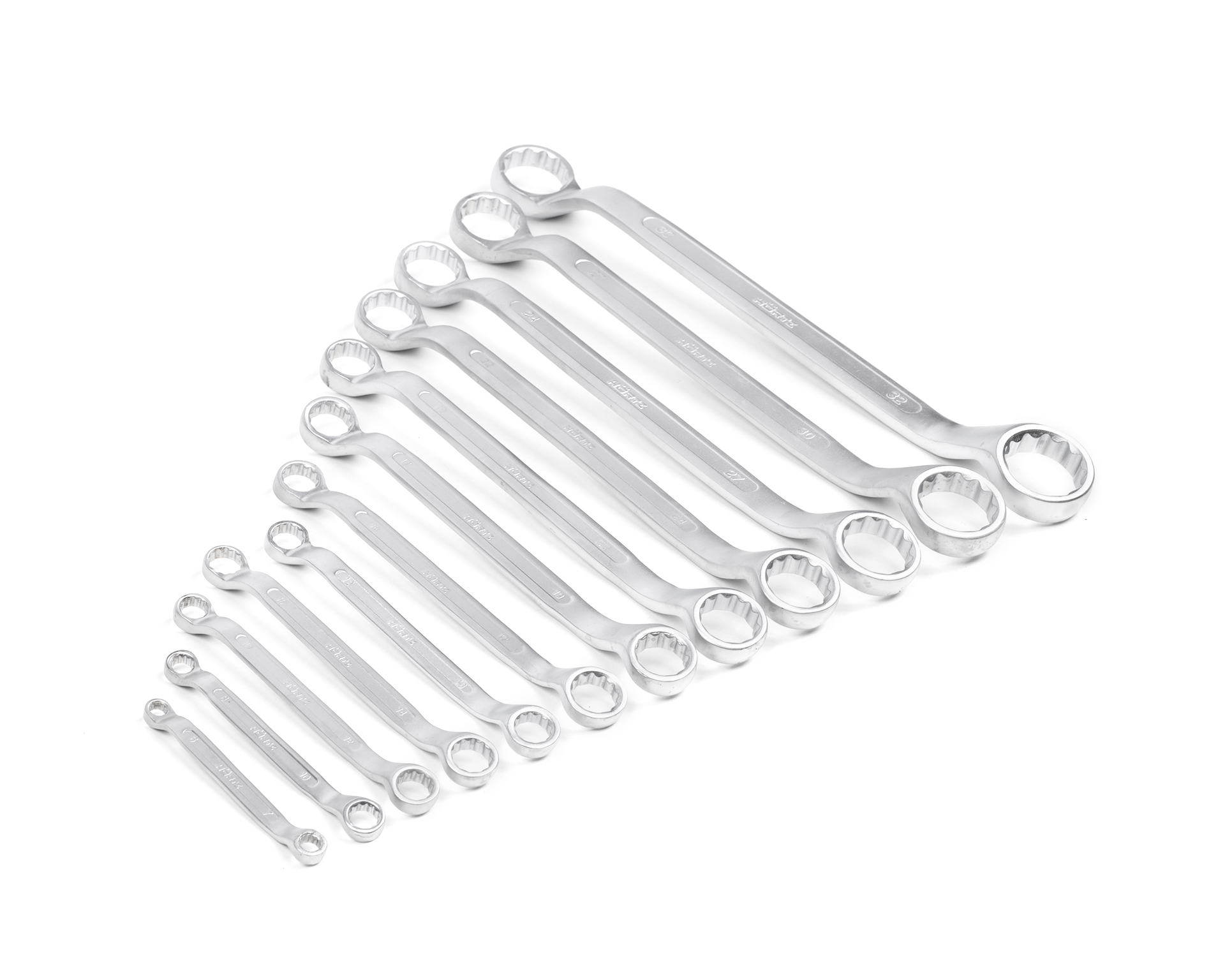 Набор ключей накидных двусторонних 12 шт. (6-32) хромированиеHORTZ